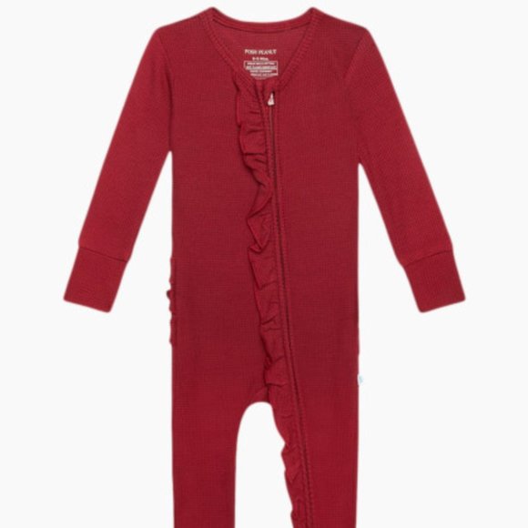Posh Peanut Dark Red Zippered One Piece- size 9-12m - Picture 1 of 4